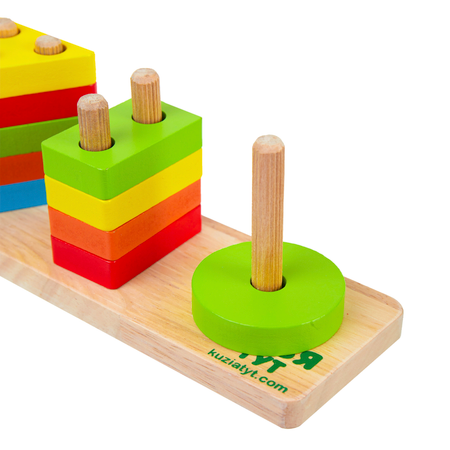 Деревянный сортер для малышей КУЗЯ ТУТ Развивающая детская игра монтессори пирамидка логика из бука