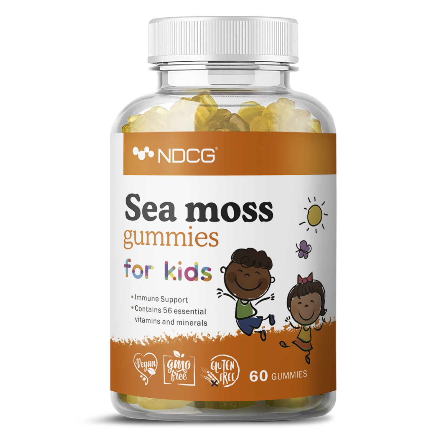 Мультивитамины для детей NDCG Sea Moss ирландский мох NDCG for Kids апельсин 60 жевательных пастилок - фото 8