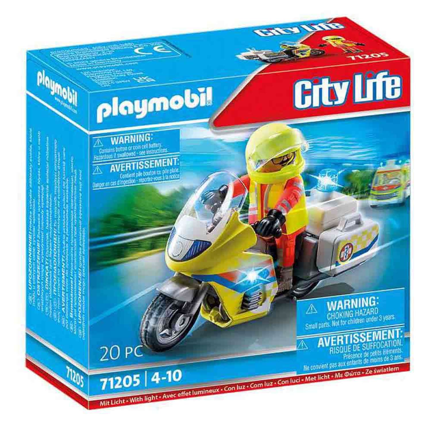 Конструктор Playmobil спасательный мотоцикл с мигалкой - фото 1