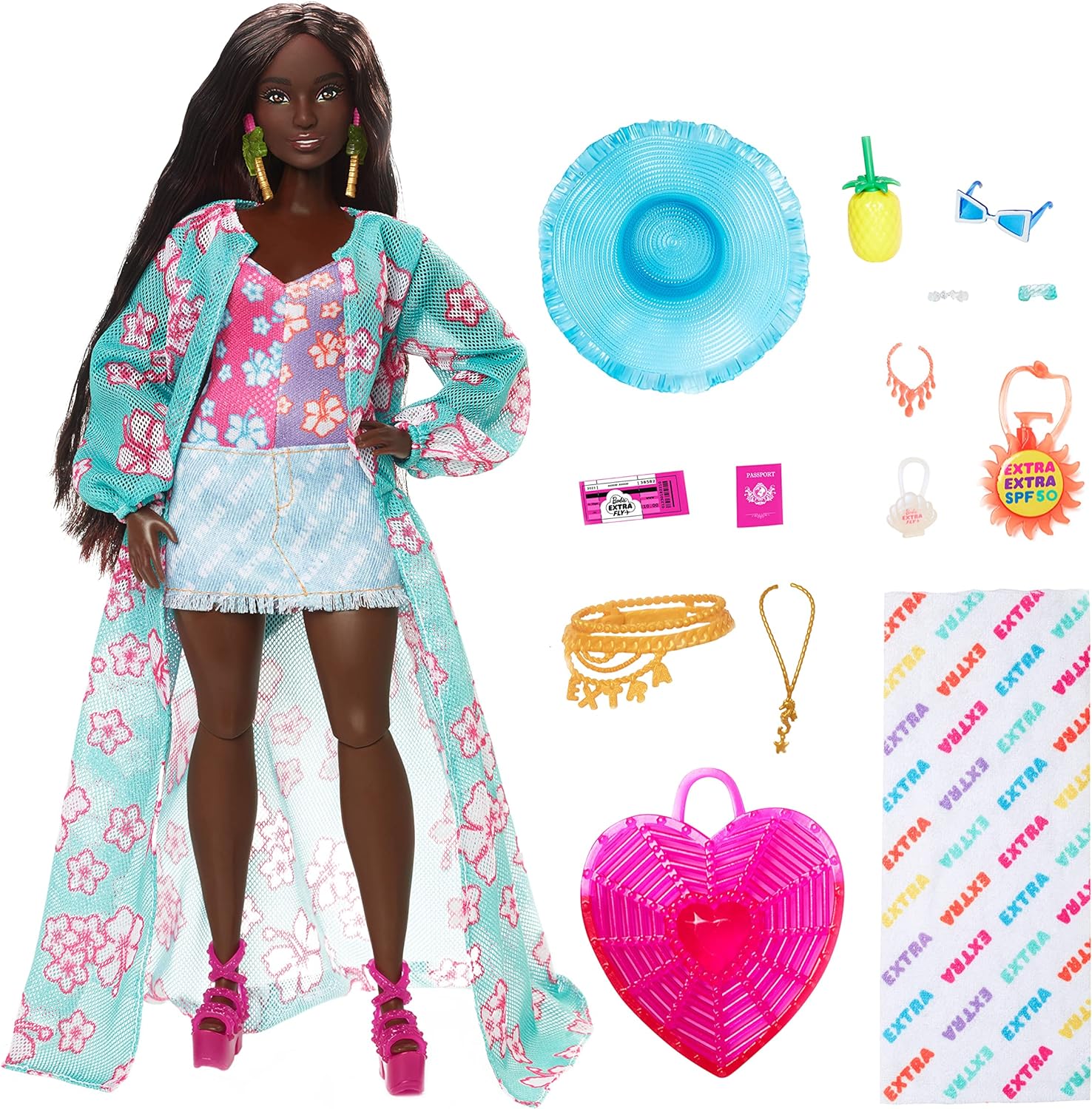 Кукла Barbie Extra Fly Барби в пляжной одежде HPB14 HPB14 - фото 2