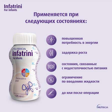 Питание Нутриция Infatrini для детей с рождения при повышенных потребностях в белке и энергии 125 мл