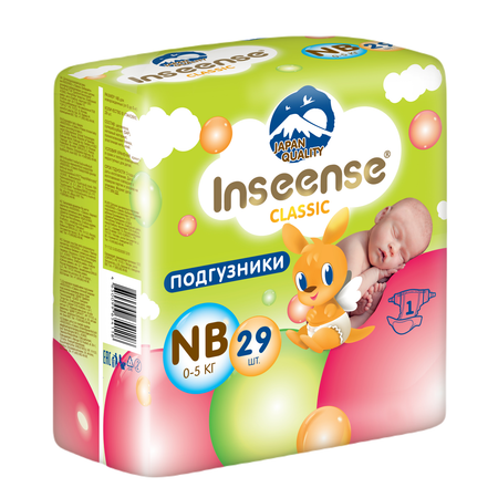 Подгузники INSEENSE на липучках Classic Plus NB 0-5 кг 29 шт