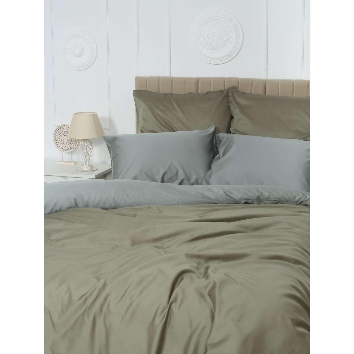 Комплект постельного белья Mona Liza 2 спальный ML Luxury sage тенсель лиоцелл шалфей/камень - фото 2