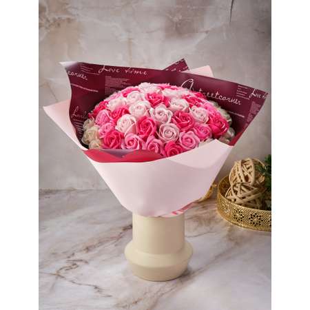 Мыло косметическое SKUINA Букет из 55 мыльных пенных роз