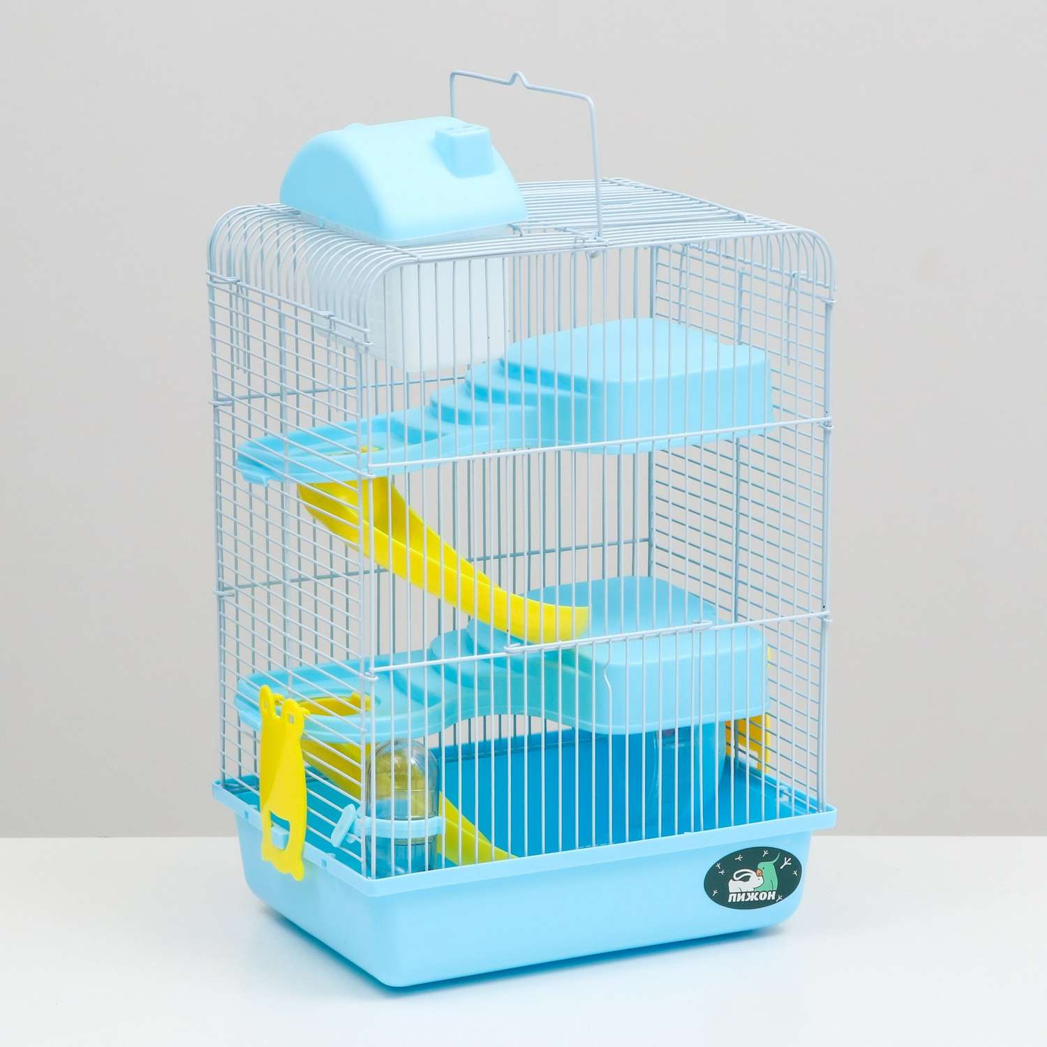 Клетка для мелких грызунов Пижон с наполнением 27х21х45 см. голубая - фото 7