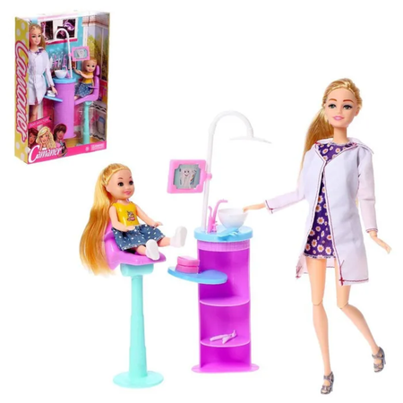 Кукла-стоматолог с ребенком Story Game KQ094/фиолетовый