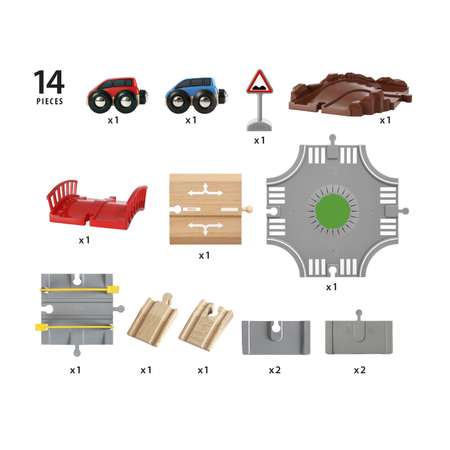 Игровой набор BRIO с Автодорогой мостом и переездом 14 элементов