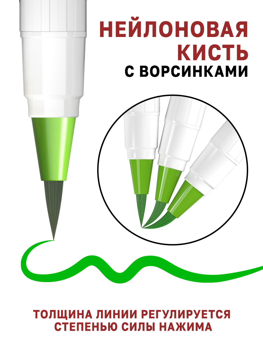Акварельные маркеры DENKSY 12 Classic цветов в белом корпусе и 1 кисть с резервуаром - фото 4