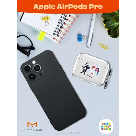 Силиконовый чехол Mcover для Apple AirPods Pro с карабином Кот и Петух