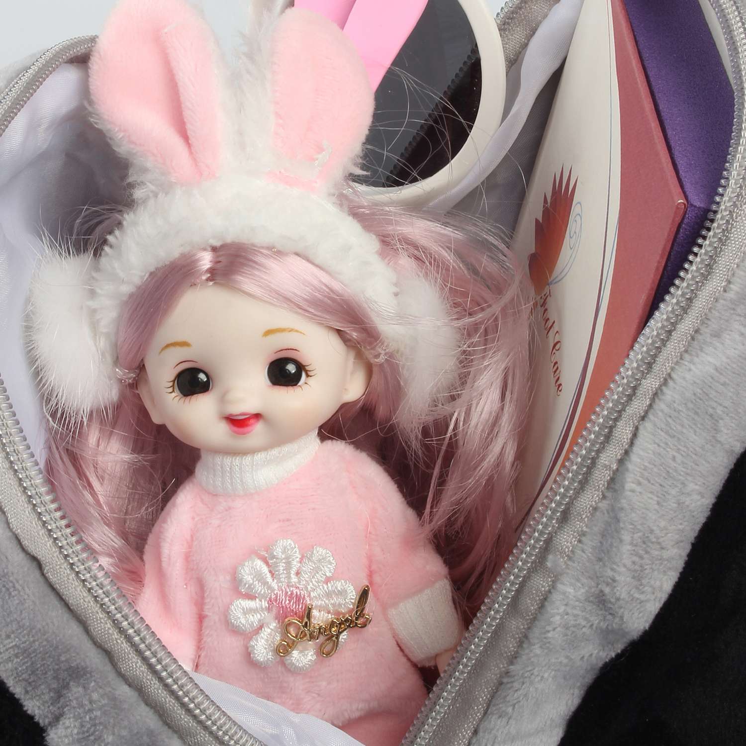 Рюкзак с игрушкой Little Mania серый Панда - фото 6