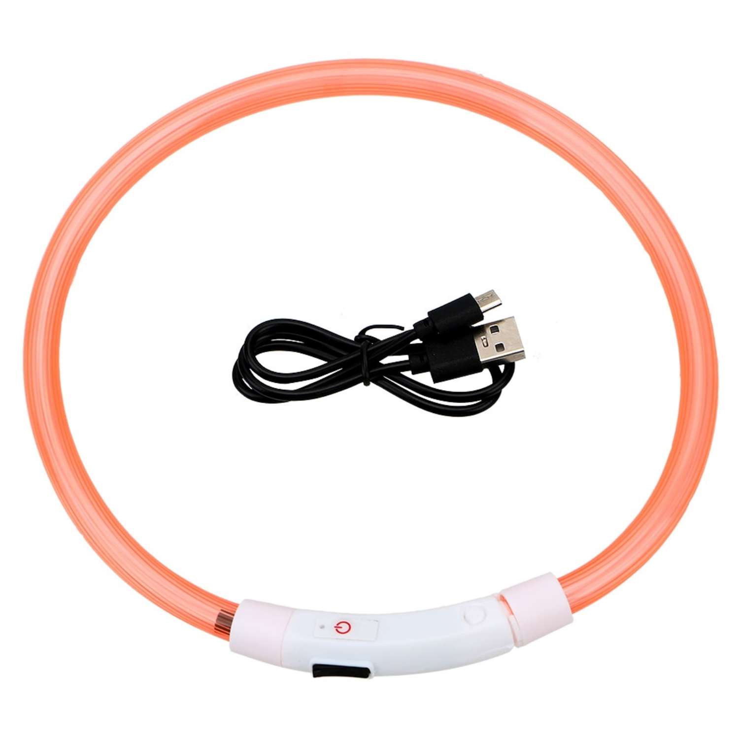 Ошейник Play Dog регулируемый по длине LED usb оранжевый - фото 1