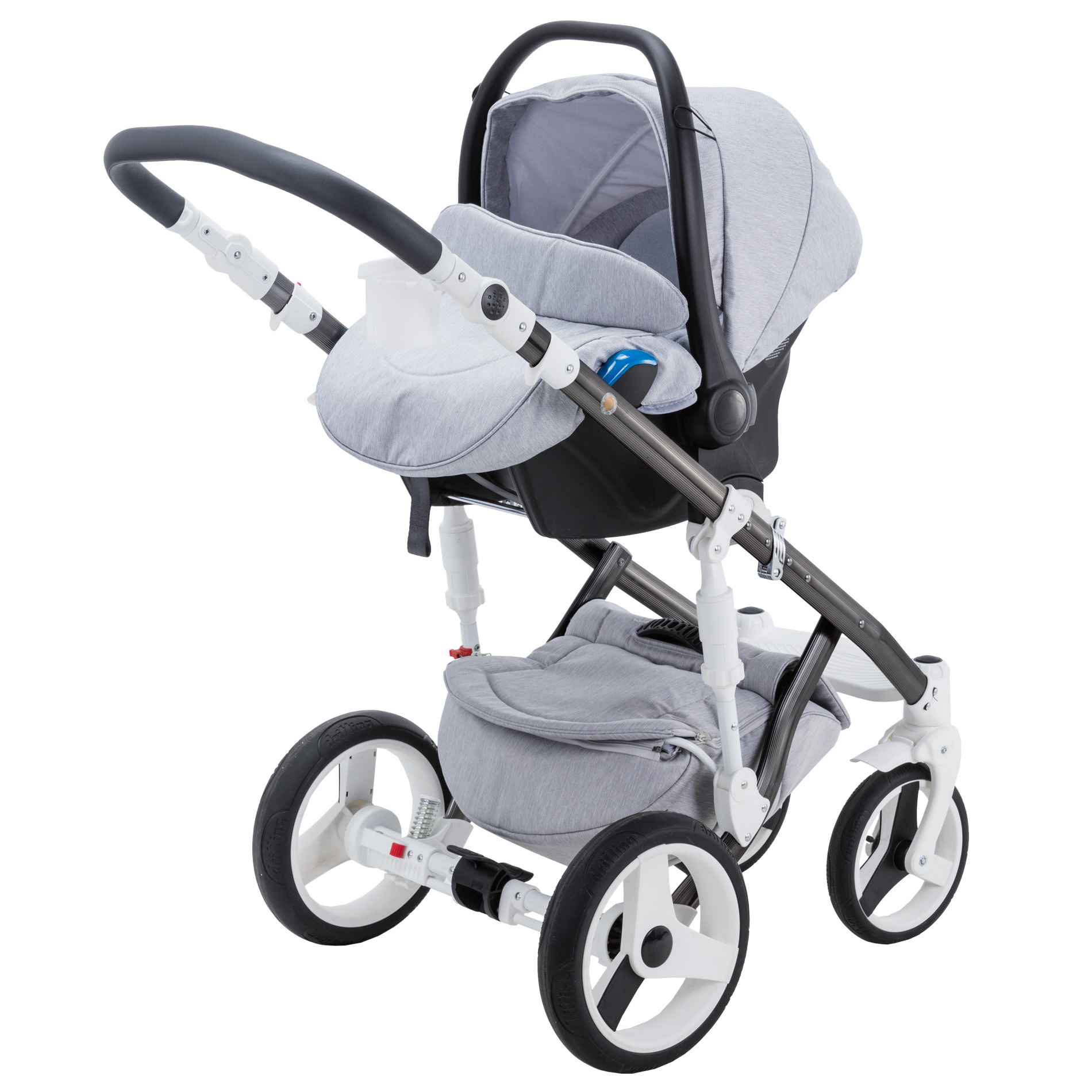 Коляска 3в1 BeBe-mobile Biagio Carbon D8 Светло-серый+Светло-серая кожа+Черная кожаная отделка - фото 3