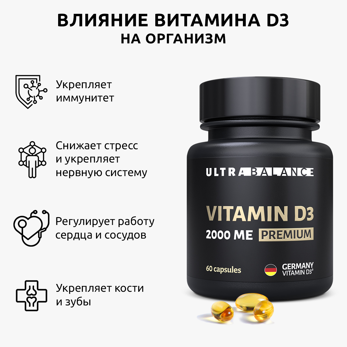 Комплекс для иммунитета UltraBalance Omega 3 Vitamin D3 Premium БАД капсулы - фото 7