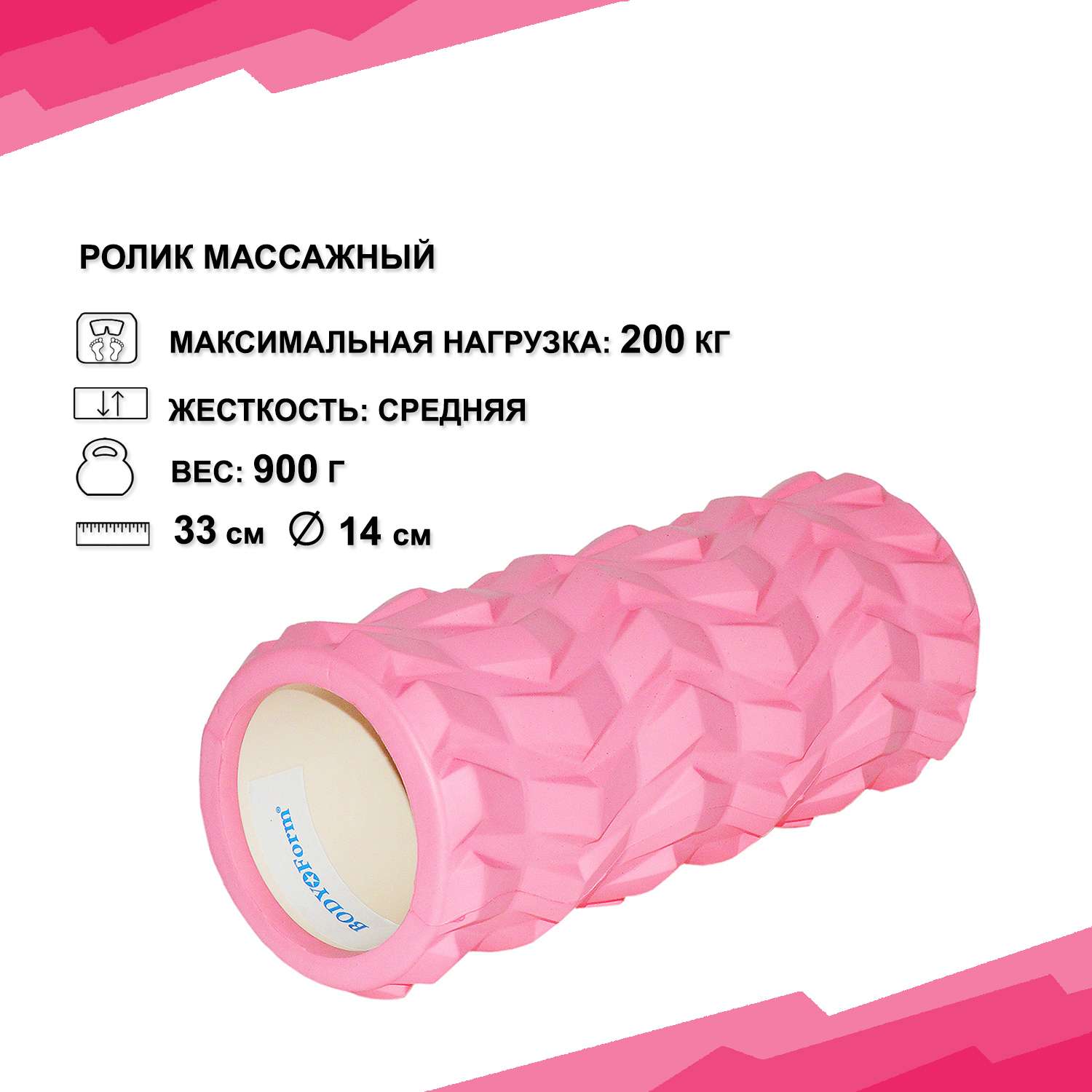 Ролик массажный Body Form BF-YR02 Розовый/Белый - фото 2