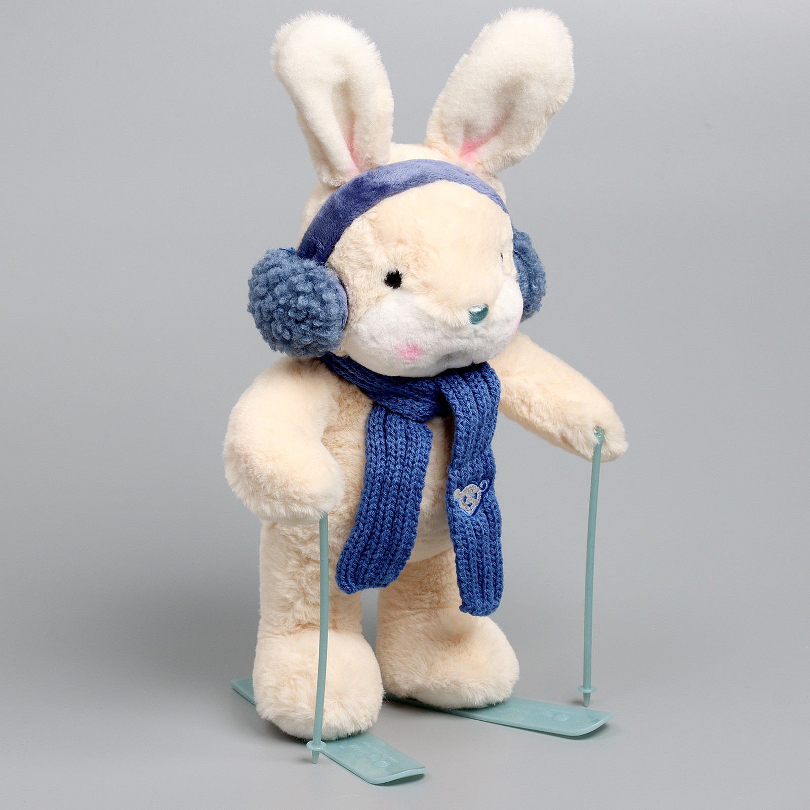 Мягкая игрушка Milo Toys «Little Friend» зайчонок на лыжах синий шарф - фото 7