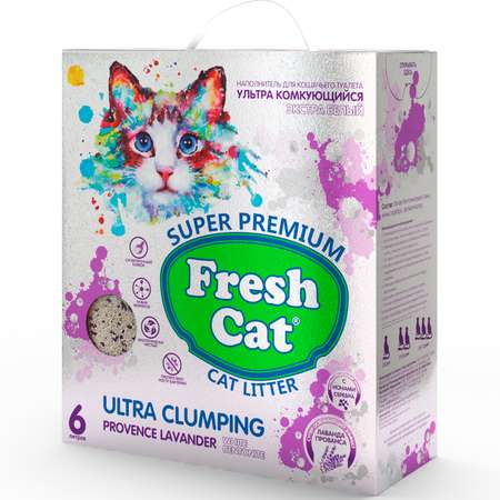 Наполнитель для кошек Fresh Cat комкующийся бентонитовый Лаванда Прованса 5.16кг