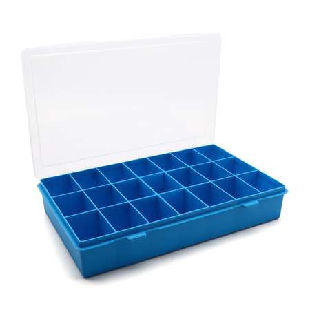 Контейнер-органайзер Айрис с крышкой 21 ячейка 28 х 18.5 х 5 см синий
