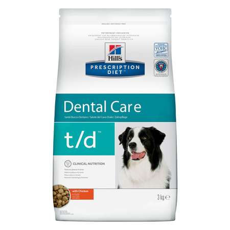 Корм для собак HILLS 3кг Prescription Diet t/d Dental Care для здоровья ротовой полости с курицей сухой