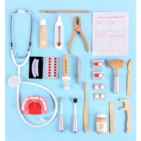 Игровой набор DoDom Стоматолог деревянные инструменты в чемодане