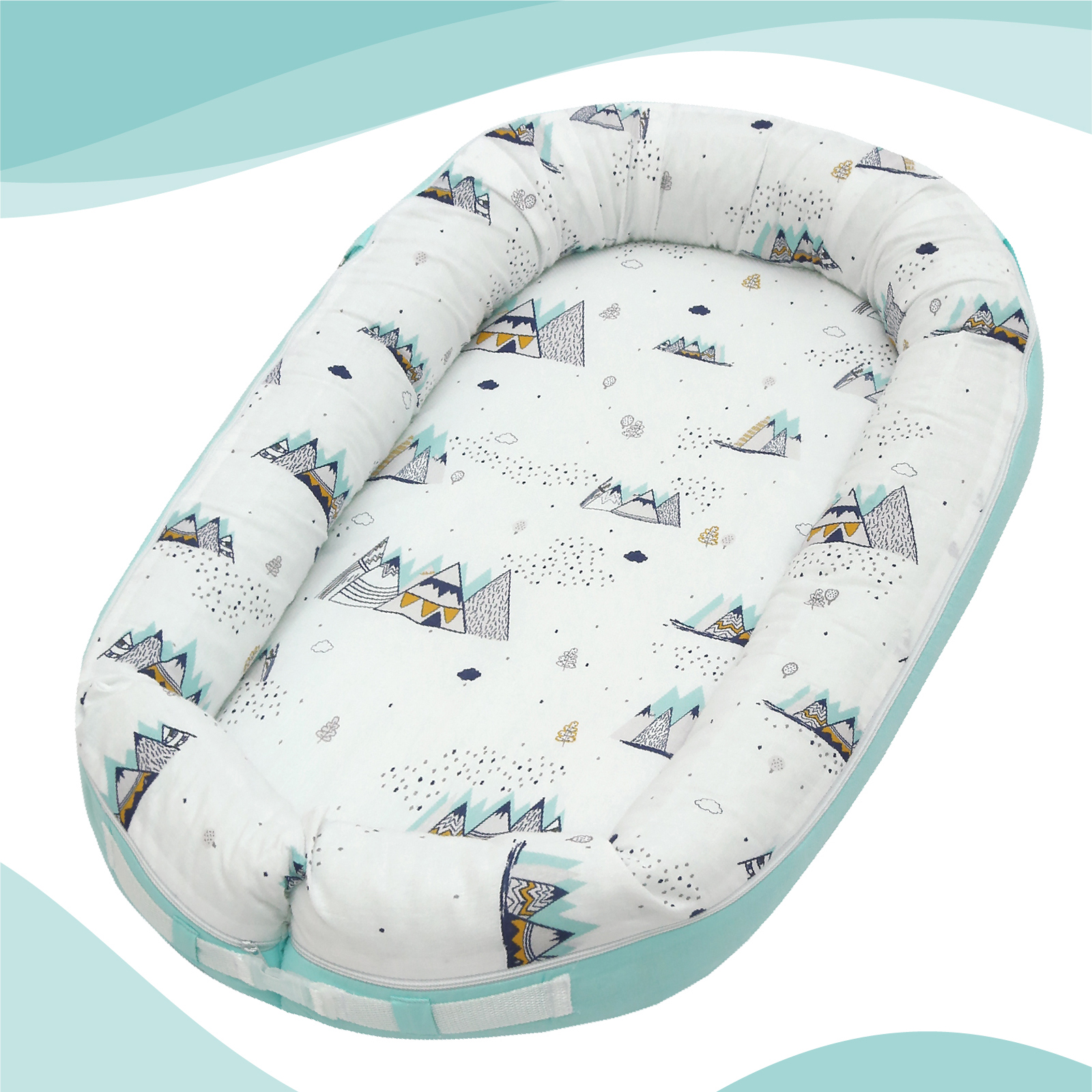 Подушка-позиционер Amarobaby Soft Care Горы Белый-Мятный - фото 11