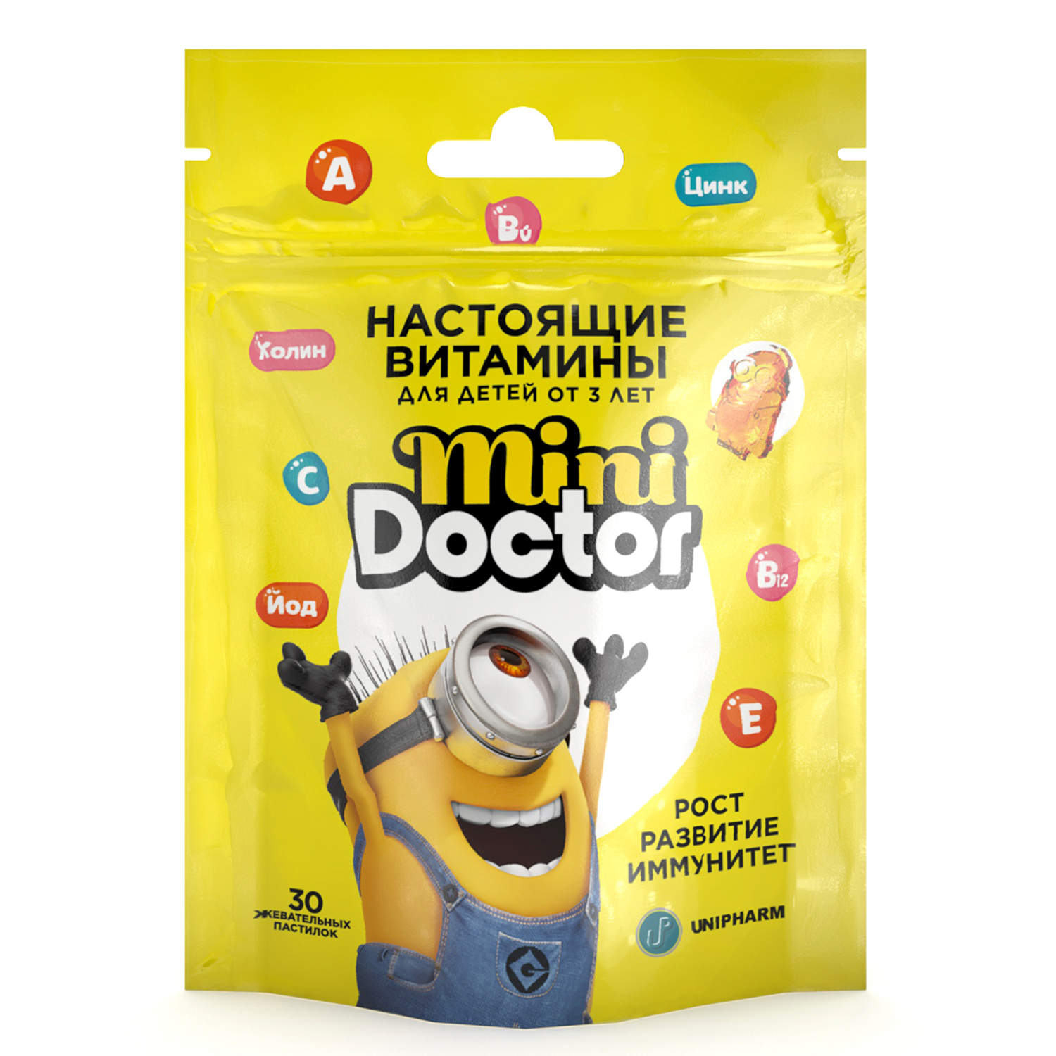 Мультивитамины Mini Doctor для детей со вкусом яблока 30 пастилок - фото 1