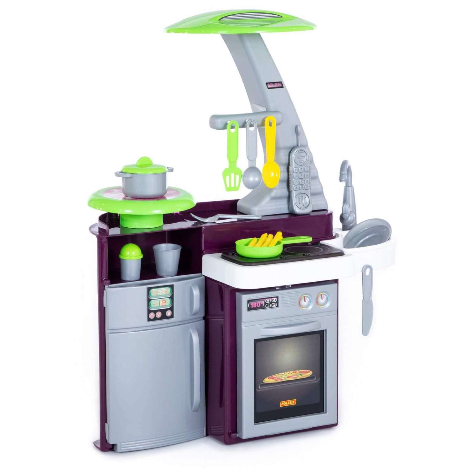 Игровой набор Полесье детская кухня с варочной панелью и игрушечной посудой - фото 2