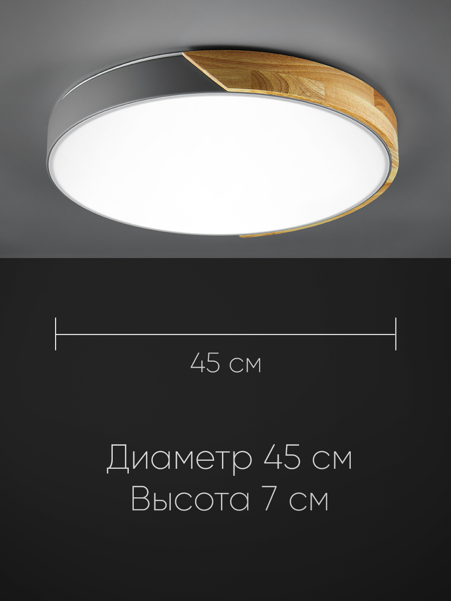 Светильник потолочный Wedo Light Lagom 4500К 75Вт серый - фото 3