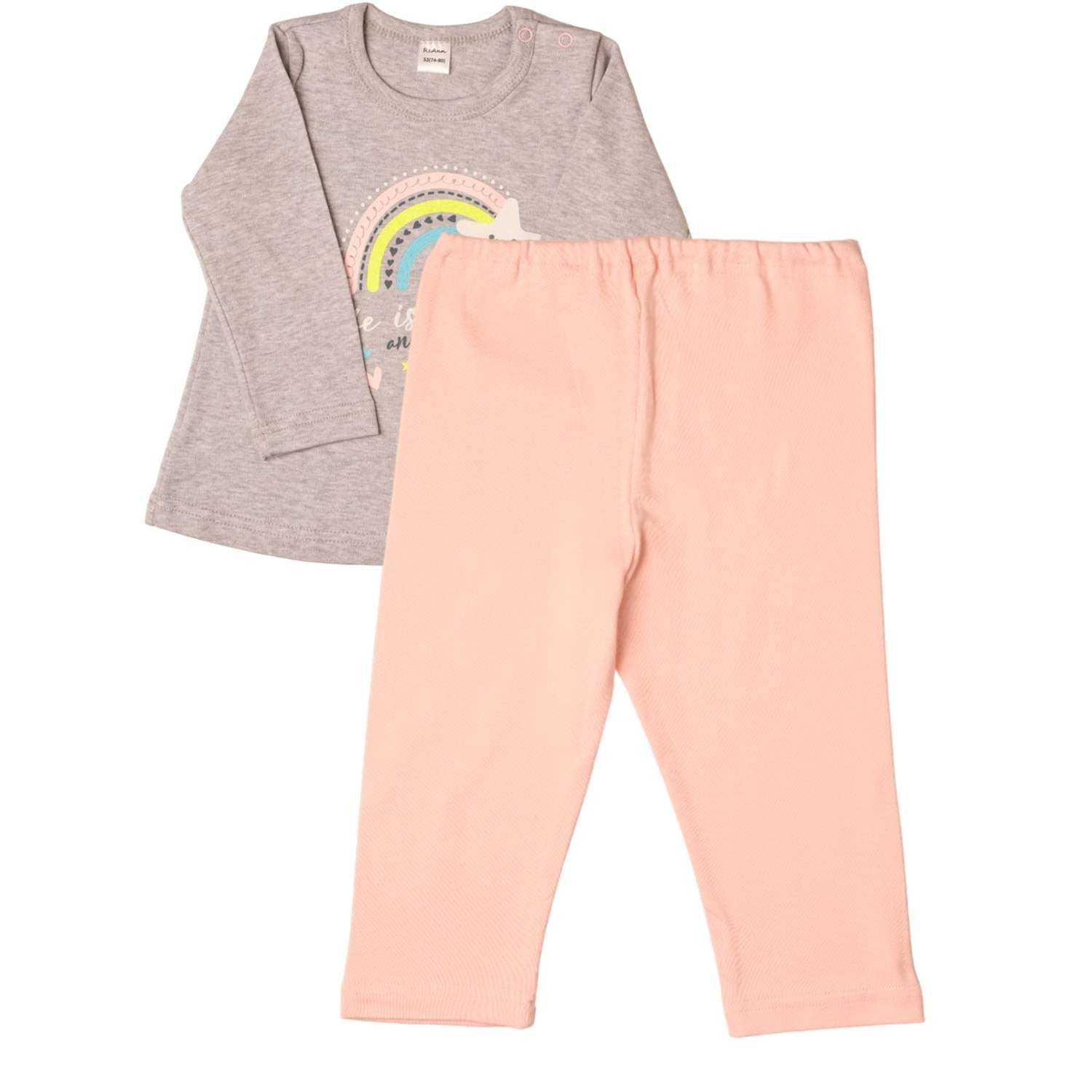 Лонгслив и брюки ReAnn Комплект Радуга серый розовый - фото 3