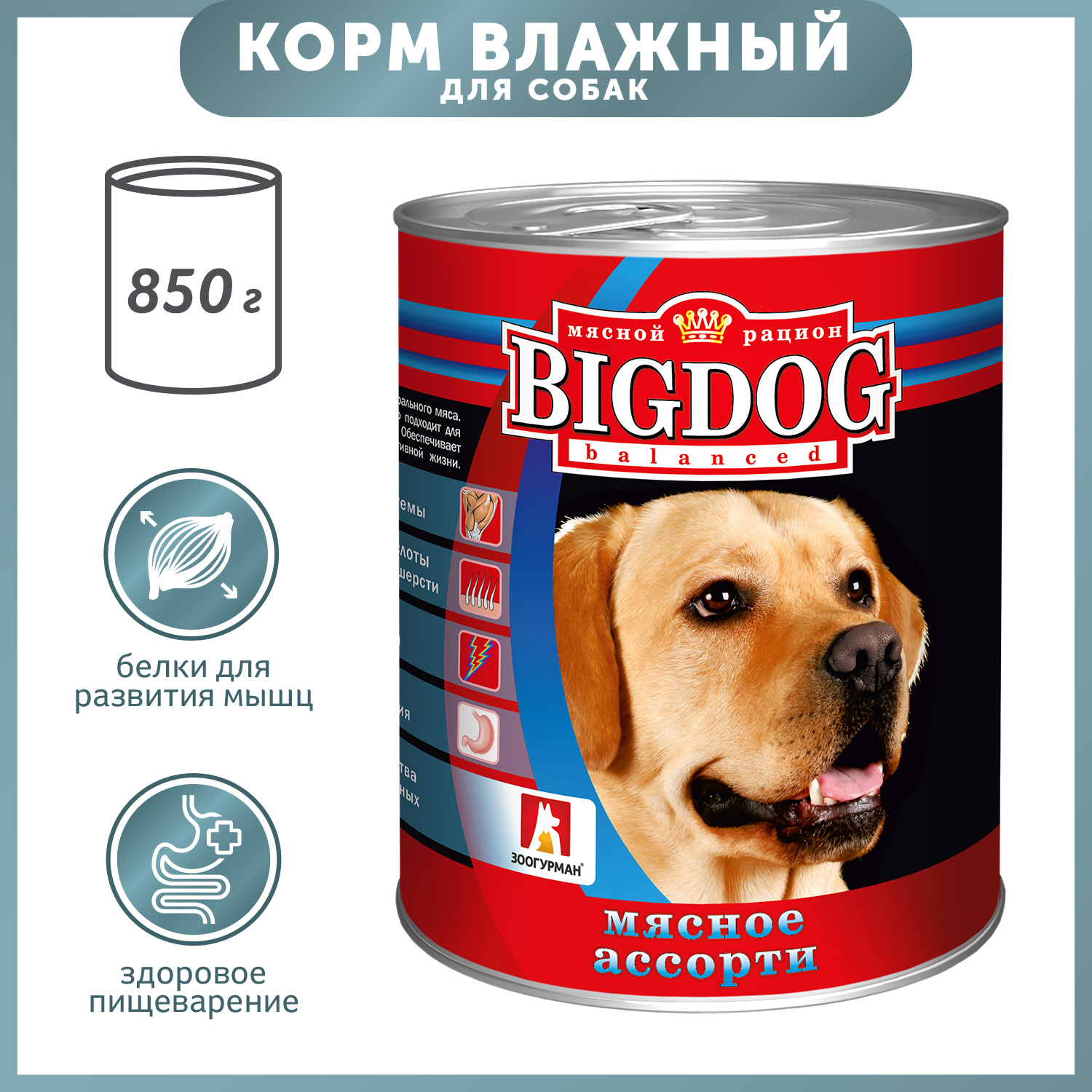 Корм для собак Зоогурман 850г Big Dog мясное ассорти ж/б