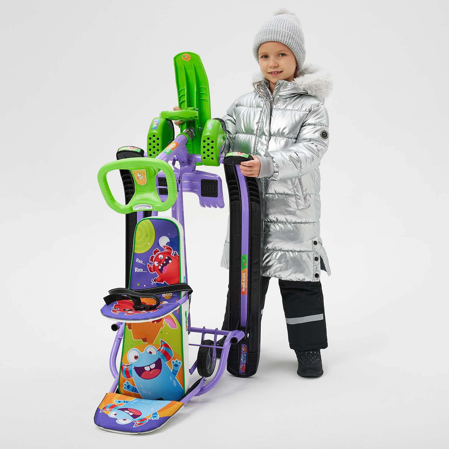 Снегокат NiKA kids Тимка Спорт с ручкой, с рулем, со спинкой - фото 14