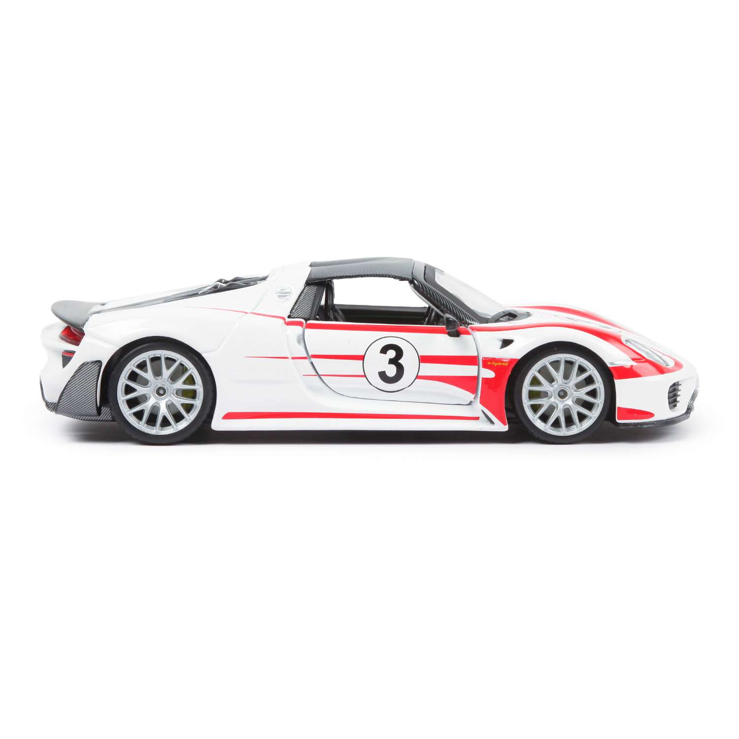 Машина BBurago 1:24 Porsche 918 Spyder Белая 18-28009 18-28009 - фото 4