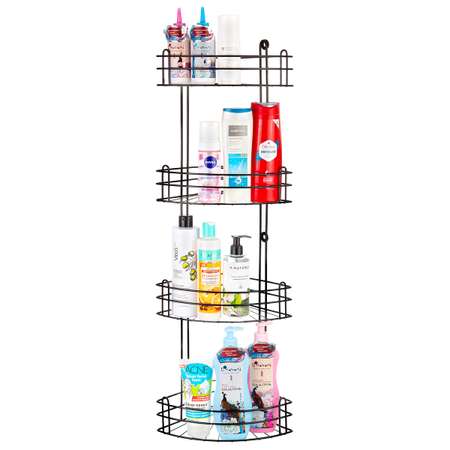 Полка для ванной угловая El Casa 4-х ярусная 28.6х18х85 см Черная радиальная глубокая