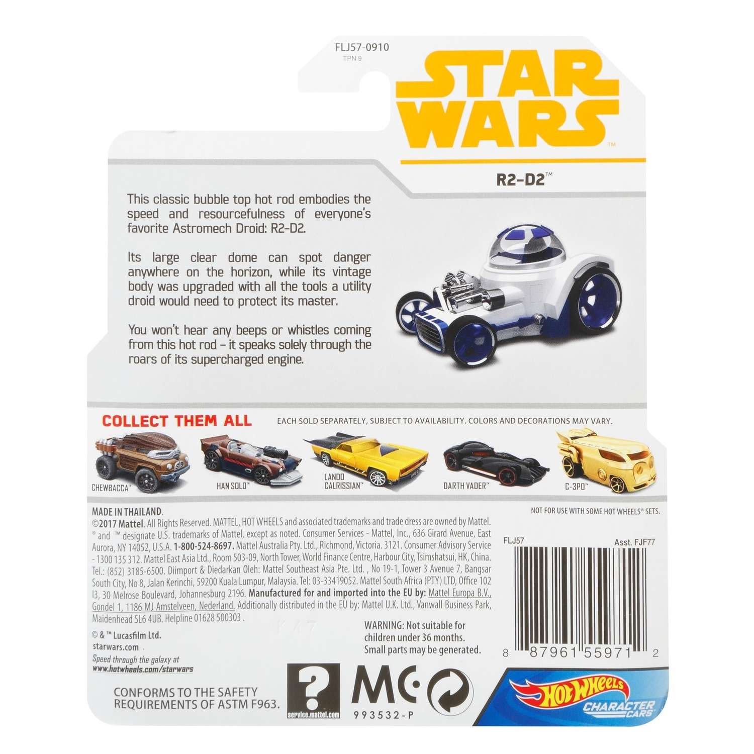 Машинка Hot Wheels Star Wars R2-D2 FLJ57 FJF77 - фото 3