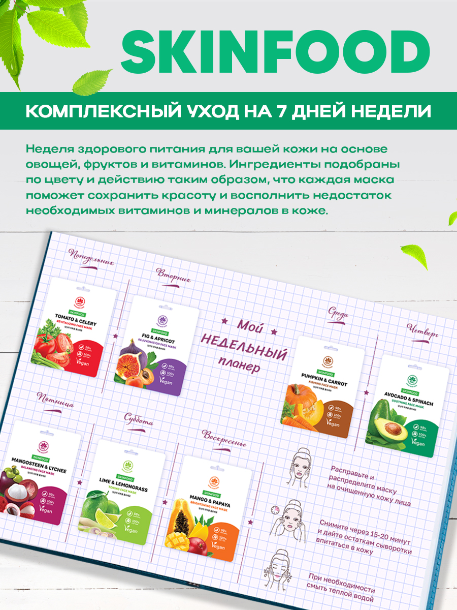 Маска для лица NAME SKIN CARE SKINFOOD, 21 шт (3*7шт) - фото 12