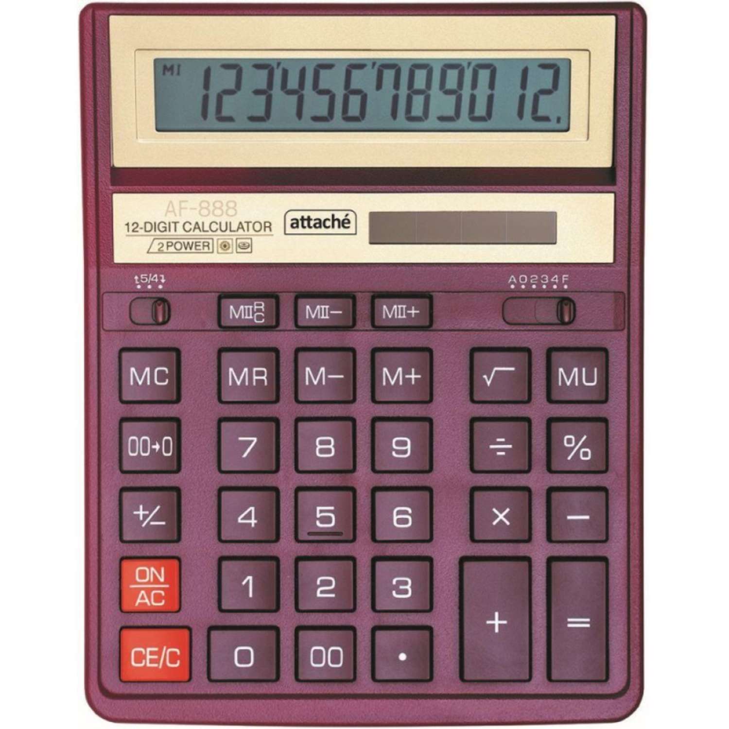 Калькулятор Attache настольный 12ти разрядный 204x158мм темно-красный 1 шт - фото 1
