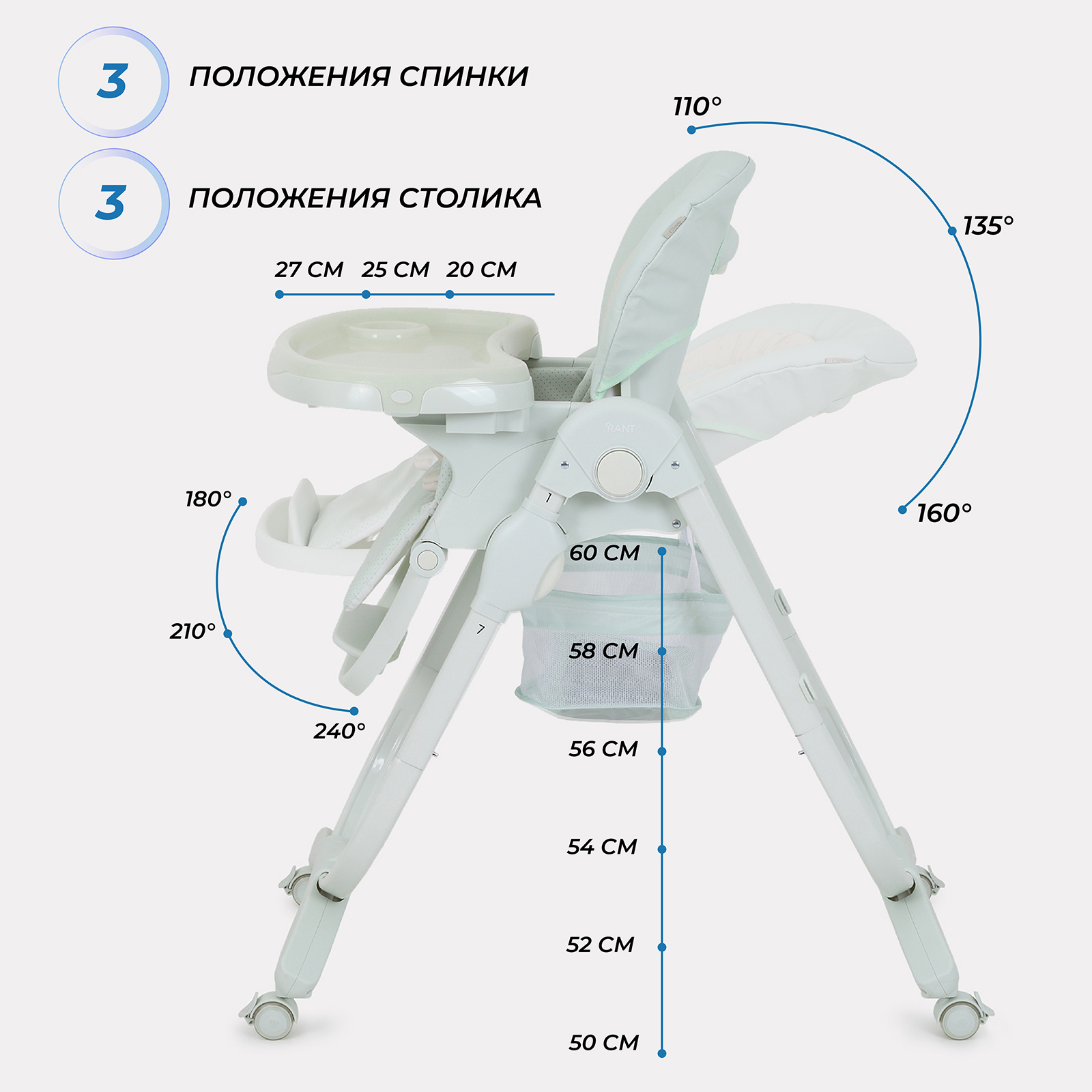 Стульчик для кормления Rant Cafe RH300 Light green - фото 4