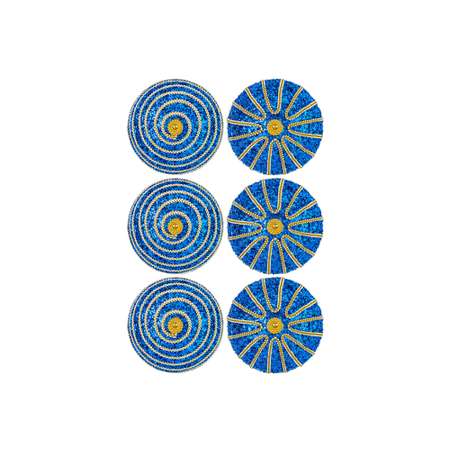 Набор Elan Gallery 6 новогодних шаров 9.5х9.5 см Полоски синий