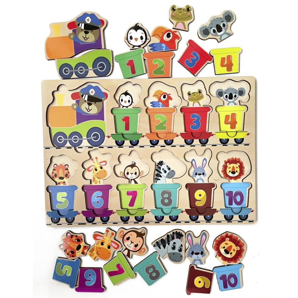 Игровой набор Parrot Carrot рамки вкладыши для малышей Паровозики: буквы и цифры 2 шт - фото 5