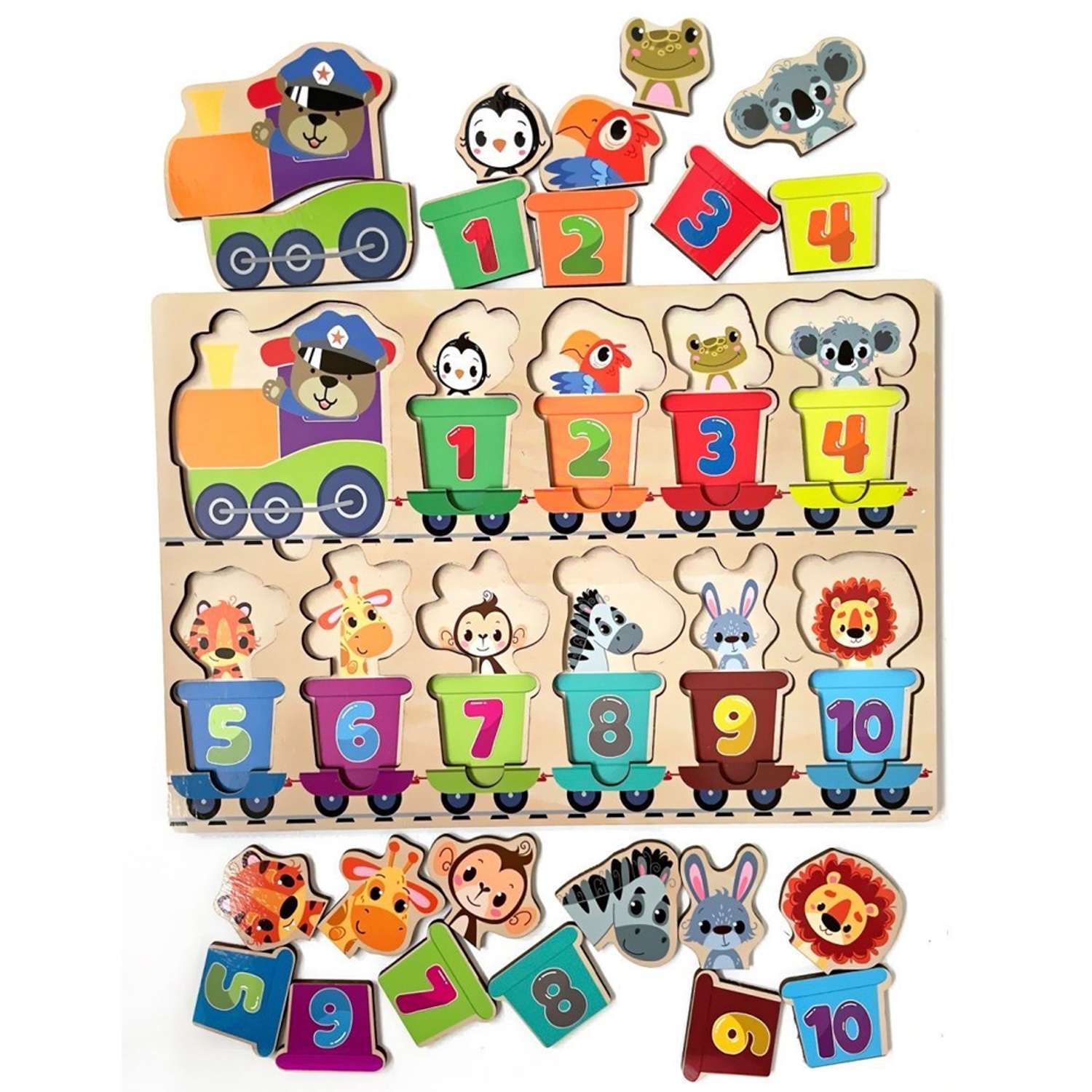 Игровой набор Parrot Carrot рамки вкладыши для малышей Паровозики: буквы и цифры 2 шт - фото 5