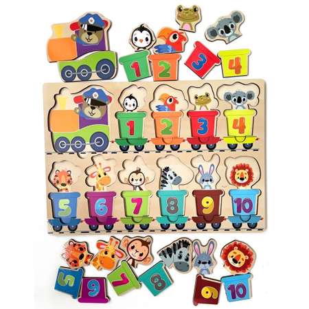 Игровой набор Parrot Carrot рамки вкладыши для малышей Паровозики: буквы и цифры 2 шт