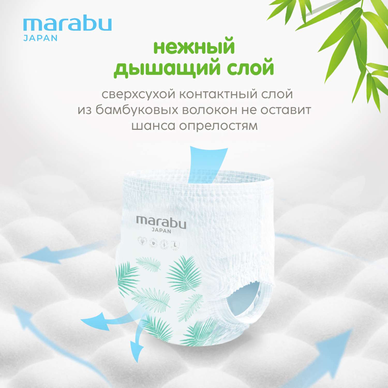 Подгузники-трусики MARABU Organic Bamboo 5 XL 12+ кг 36 шт - фото 6
