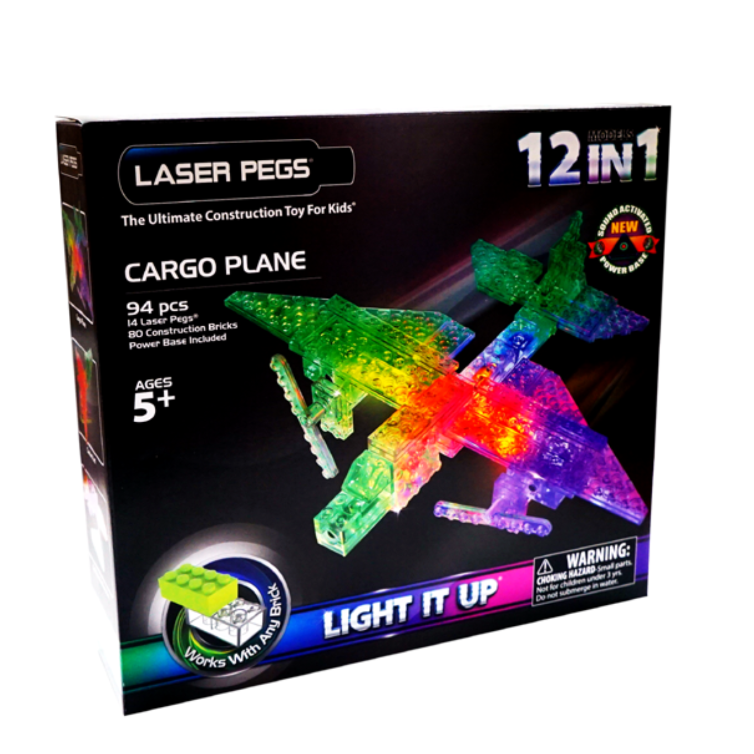 Светодиодный конструктор Laser Pegs Грузовой самолет 12 в 1 - фото 1
