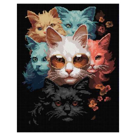 Алмазная мозаика Art on Canvas холст на подрамнике 40х50 см Банда котов