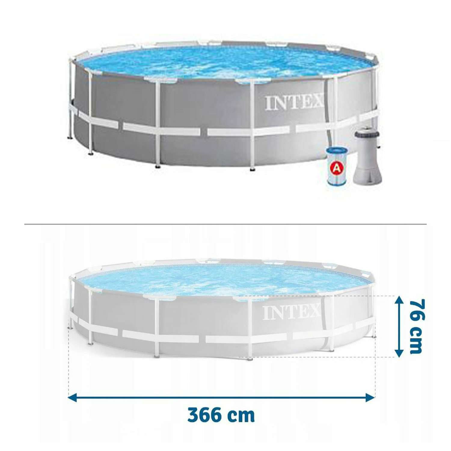 Каркасный бассейн INTEX Prism Frame 366x76 см фильтр-насосом от 6лет - фото 3