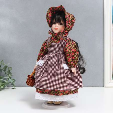 Кукла коллекционная Зимнее волшебство керамика «Марфушечка в цветочном платье и косынке» 30 см