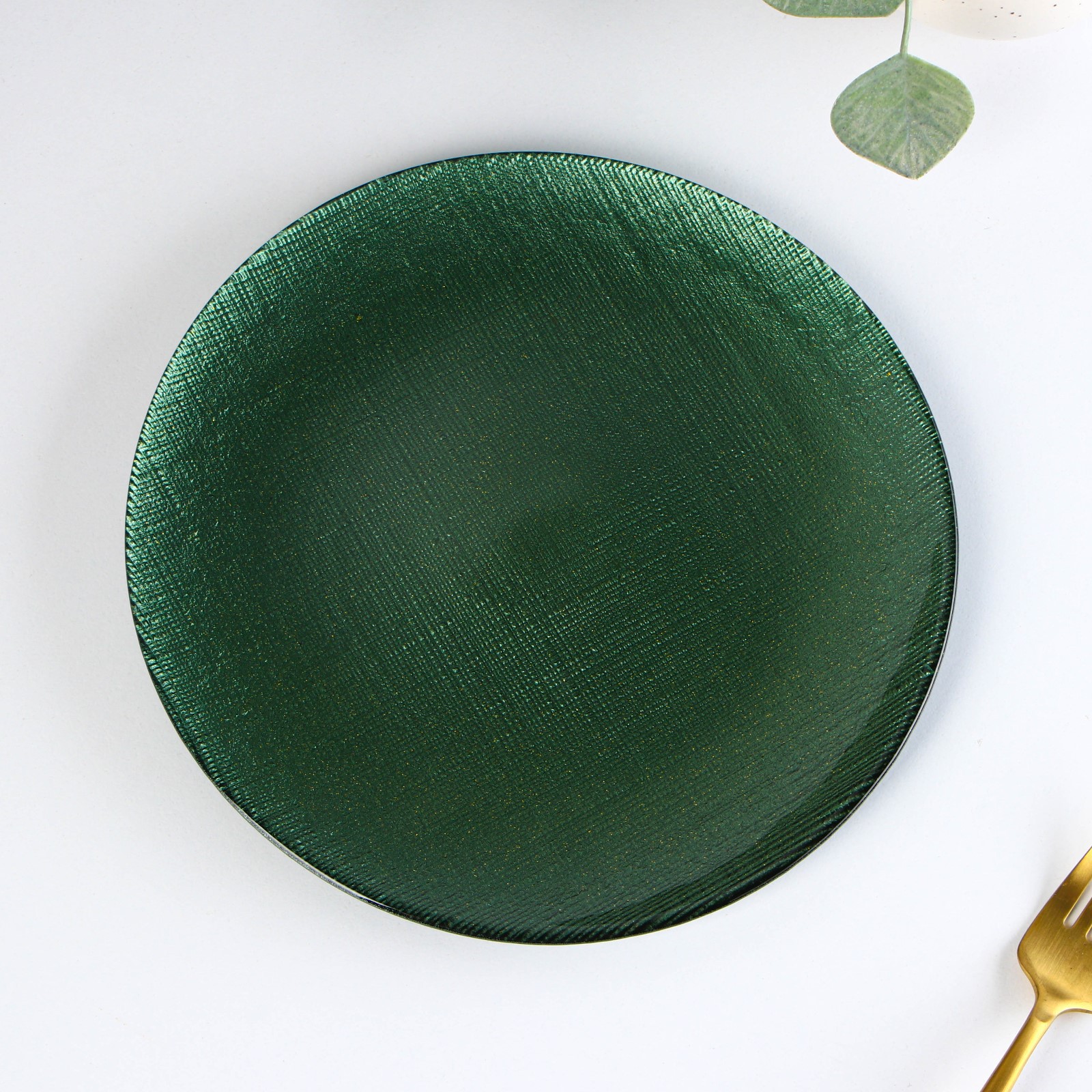 Тарелка Sima-Land стеклянная десертная «Римини» d=21 см цвет зелёный - фото 1