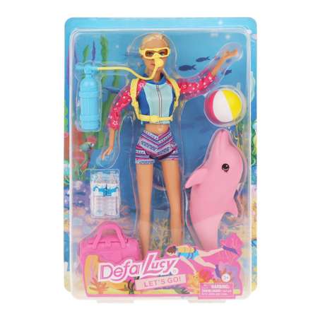 Кукла Lucy Наша Игрушка игоровой набор Пляжный отдых с дельфином всего 10 предметов