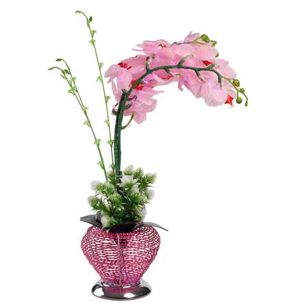 Светильник BABY STYLE светодиодный Орхидея розовый в металлической вазе с кнопкой 50 см