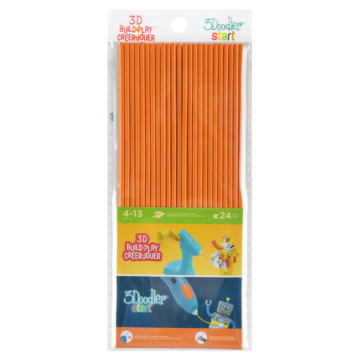Эко пластик к 3Д ручке 3Doodler Star цвет оранжевый 24 шт - фото 1
