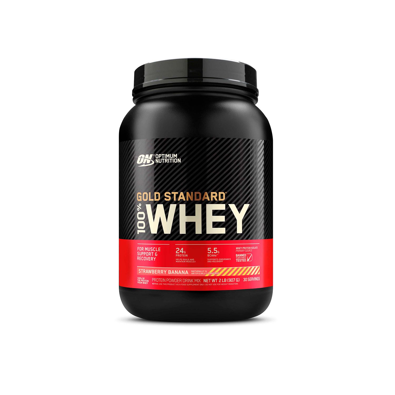 Протеин Optimum Nutrition Gold Standard 100% Whey 909 гр Клубника-банан - фото 1